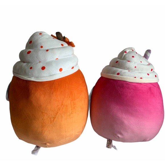 Squishmallow Kendla Pumpkin Spice Latte 14" Cinnamon Milkshake 12" Plush Drinks - Picture 2 of 15